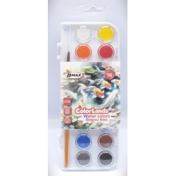 Водна боя В-МАХ COLOR LANDS 16 цвята Ф25 мм + четка Водна боя В-МАХ COLOR LANDS 16 цвята Ф25 мм + четка
