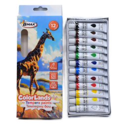Темперна боя В-МАХ COLOR LANDS 12 цвята 12 мл. тубичка Темперна боя В-МАХ COLOR LANDS 12 цвята 12 мл. тубичка