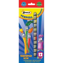 ТЕМПЕРНА БОЯ B-MAX 12 ЦВЯТА 12 МЛ ТЕМПЕРНА БОЯ B-MAX 12 ЦВЯТА 12 МЛ