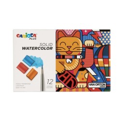 Акварелни бои CARIOCA Plus VAN ORTON Solid твърд акварел 12 цв + четка РР кут.
