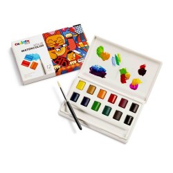 Акварелни бои CARIOCA Plus VAN ORTON Solid твърд акварел 12 цв + четка РР кут.