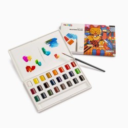 Акварелни бои CARIOCA Plus VAN ORTON Solid твърд акварел 24 цв + четка РР кут.