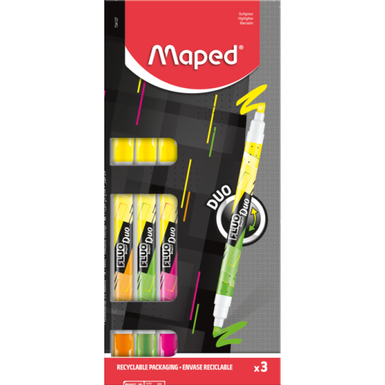 ТЕКСТ МАРКЕРИ MAPED FLUO PEPS FLUO DUO 3 БРОЯ 4 ЦВЯТА