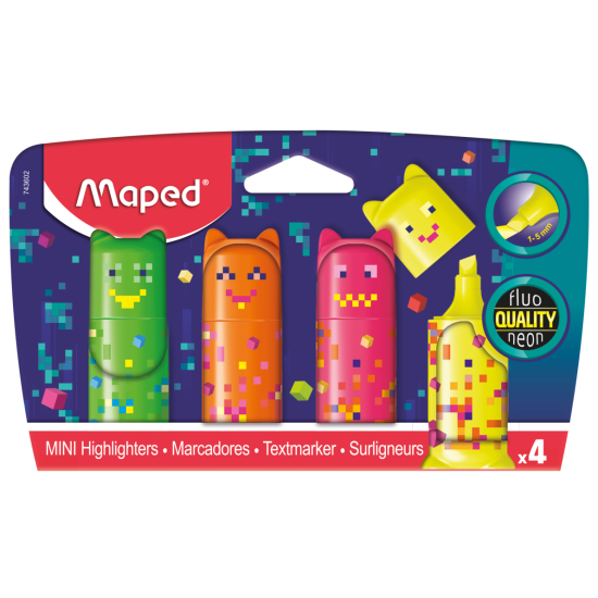 Текст маркери Maped FLUO PEPS MINI PIXEL PARTY 4 бр.бл. 