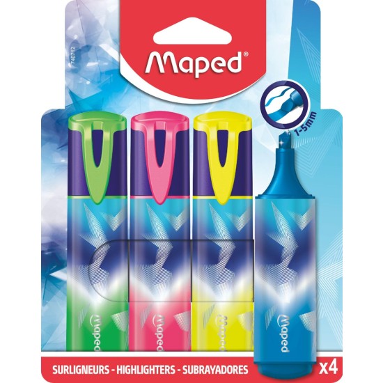 Текст маркери MAPED FLUO PEPS ARCTIC 4 цвята блистер