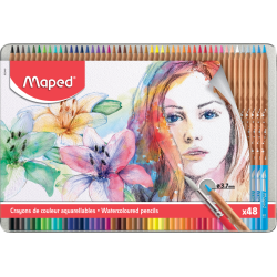 АКВАРЕЛНИ ЦВЕТНИ МОЛИВИ MAPED COLOR'PEPS WATER ARTIST 48 ЦВЯТА МЕТАЛНА КУТИЯ