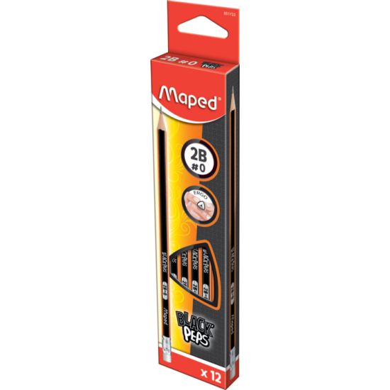 ГРАФИТНИ МОЛИВИ BLACK`PEPS 2B + ГУМА КУТИЯ 12 БРОЯ