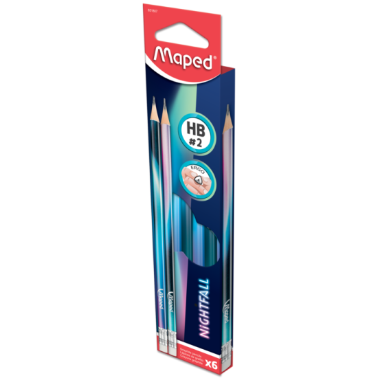 ГРАФИТНИ МОЛИВИ NIGHTFALL TEENS HB + ГУМА 6 БРОЯ