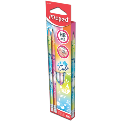 ГРАФИТНИ МОЛИВИ MINI CUTE HB + ГУМА 6 БРОЯ