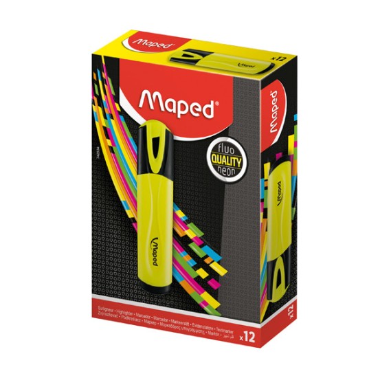 ТЕКСТ МАРКЕРИ MAPED FLUO PEPS ЖЪЛТ 12 БРОЯ КУТИЯ