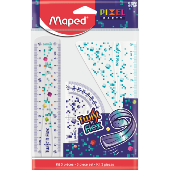 Комплект за чертане Maped 3ч. PIXEL PARTY TWIST N FLEX гъвкав 15см.