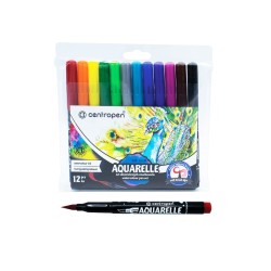 АКВАРЕЛНИ ФЛУМАСТЕРИ CENTROPEN ACQUARELL 12 ЦВЯТА + ЧЕТКА