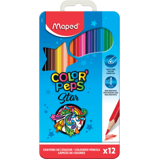 Цветни моливи Maped Color'Peps 12 цвята метална кутия