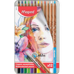 АКВАРЕЛНИ ЦВЕТНИ МОЛИВИ MAPED COLOR'PEPS WATER ARTIST 12 ЦВЯТА МЕТАЛНА КУТИЯ